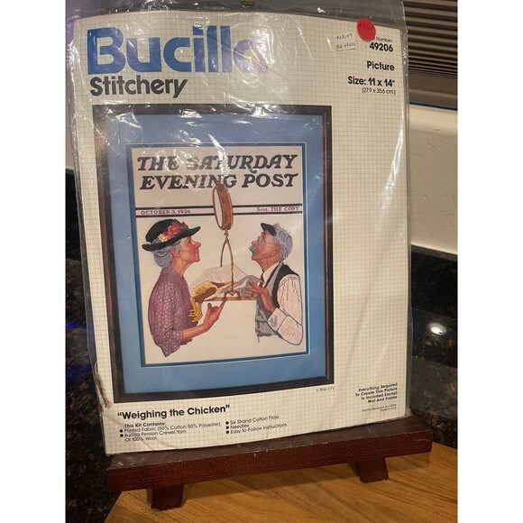 Bucilla Stitchery "weighing the chicken " Picture Kit - Picture 1 of 5